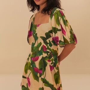 FARM Rio Tropical Green and Pink Dress